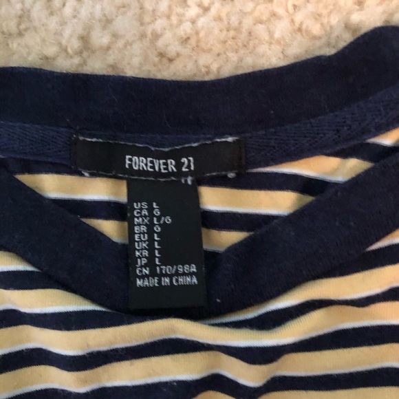 Yellow White and Navy Blue Striped - Picture 2 of 2